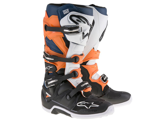 ALPINESTAR TECH 7 MX BOOT - BLACK/ORANGE/WHITE/BLUE